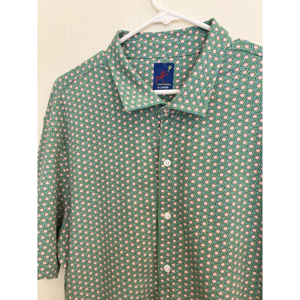 Michael’s Printed Pima Cotton Short Sleeve Performance Full Button Men’s XL Peru - Picture 3 of 9